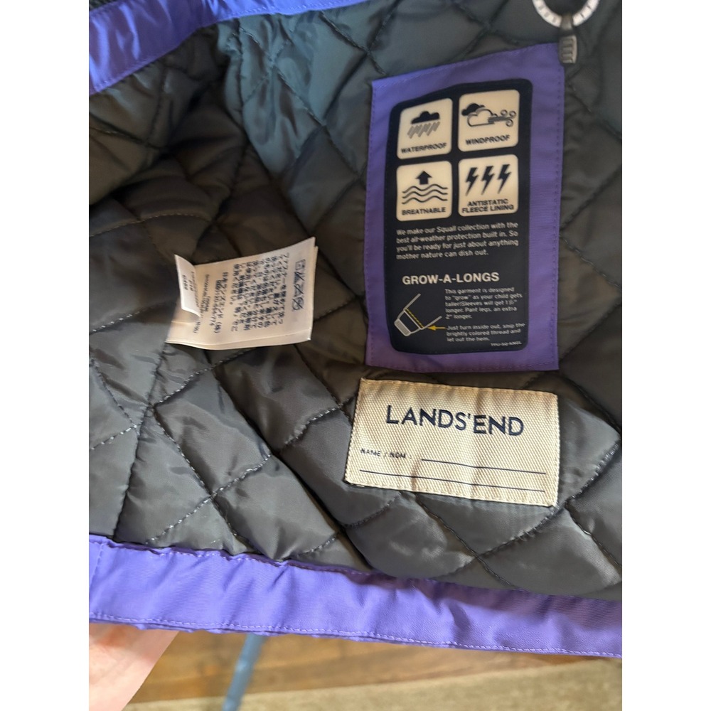 Lands‎ End Kids Girls Purple Insulated Waterproof Winter Jacket Size M 10 12 - Picture 6 of 7